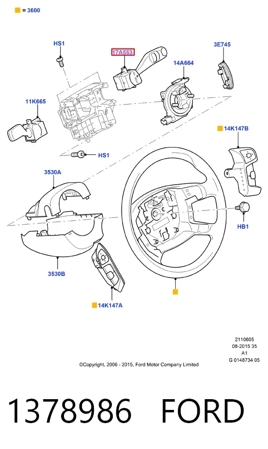Правый подрулевой переключатель 1378986 Ford