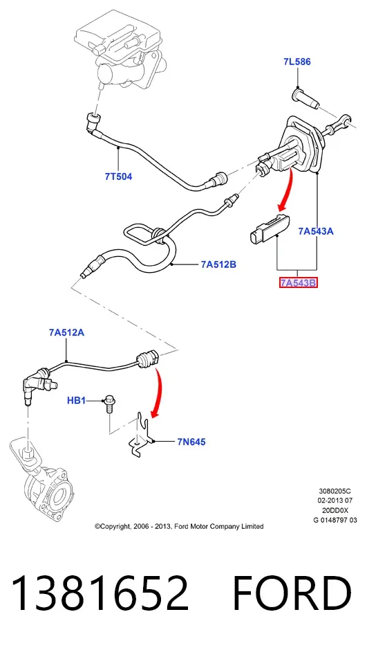 Главный цилиндр сцепления 1381652 Ford