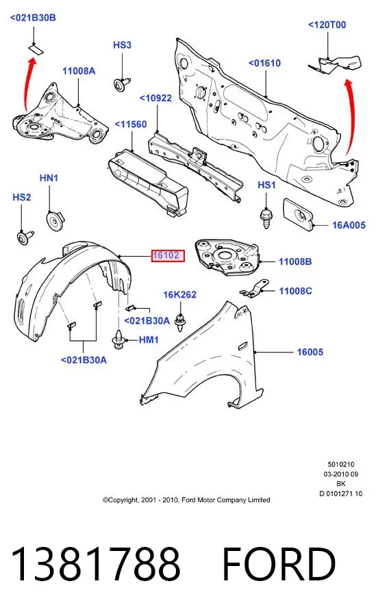 Подкрылок передний левый 1381788 Ford