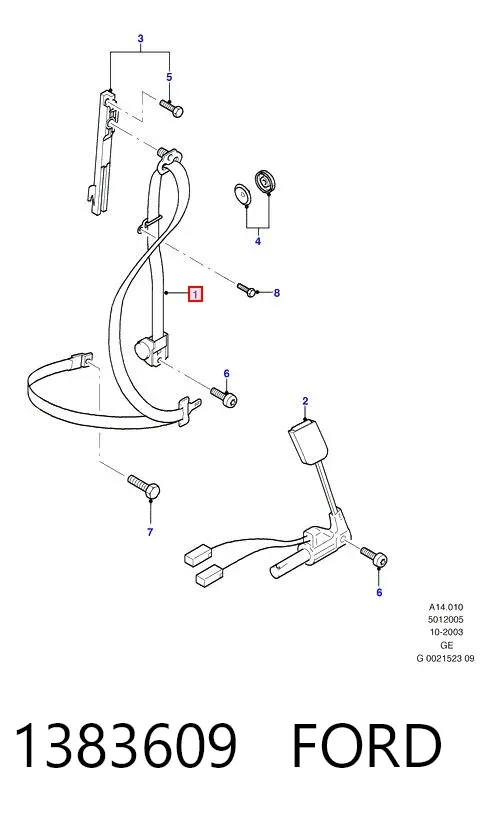 Левый ремень безопасности 1383609 Ford
