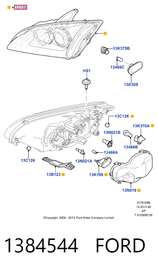 Правая фара 1384544 Ford