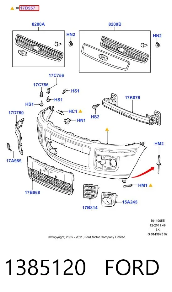 Передний бампер 1385120 Ford