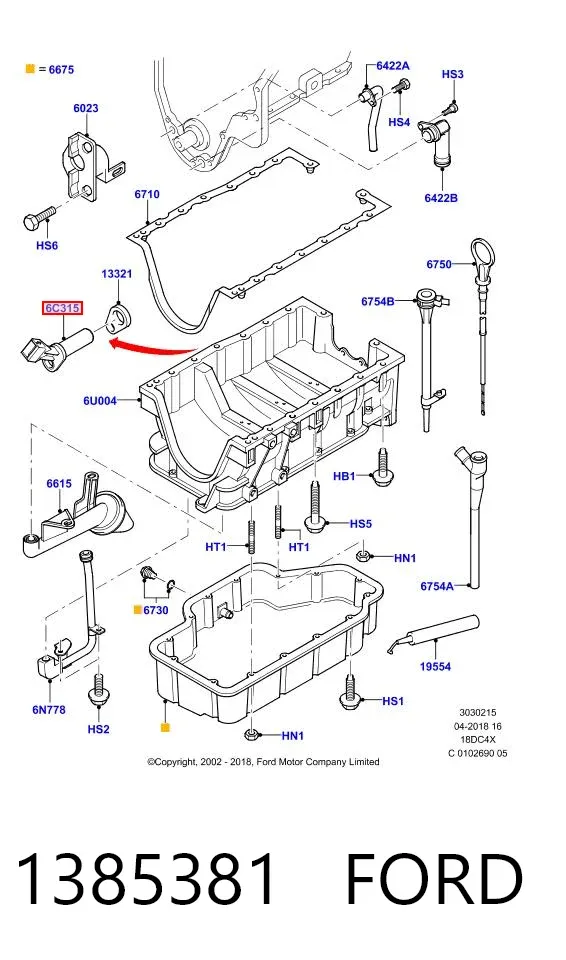 Датчик коленвала 1385381 Ford