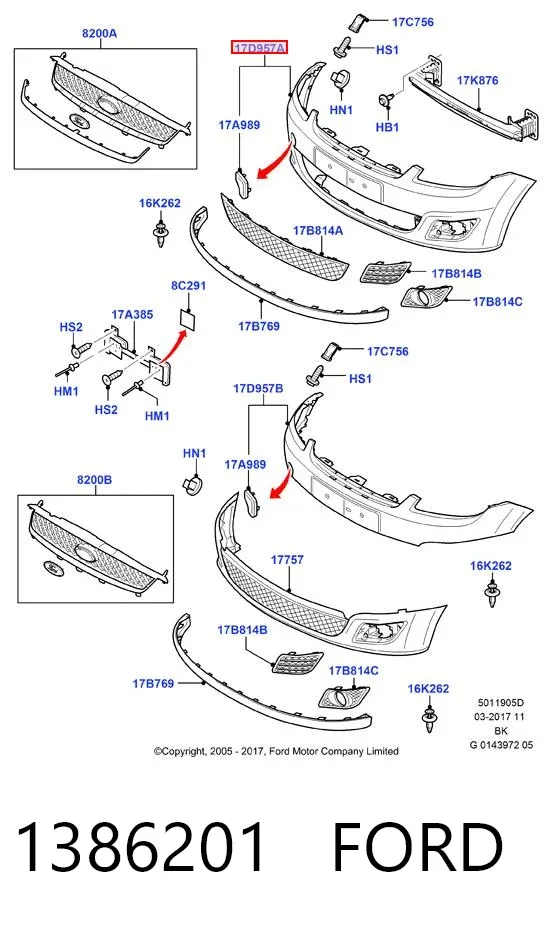 Передний бампер 1386201 Ford