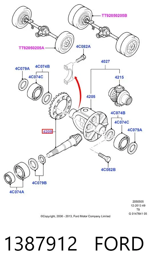 Главная пара заднего моста 1387912 Ford