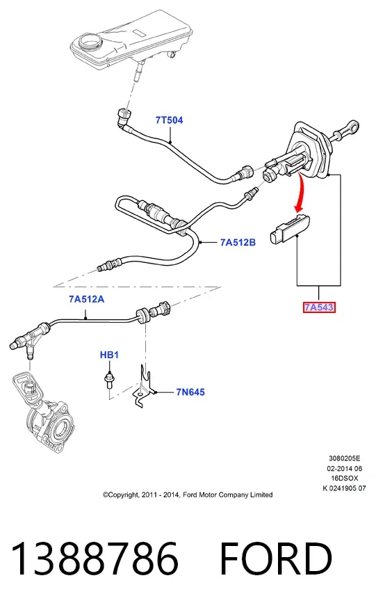 Главный цилиндр сцепления 1388786 Ford