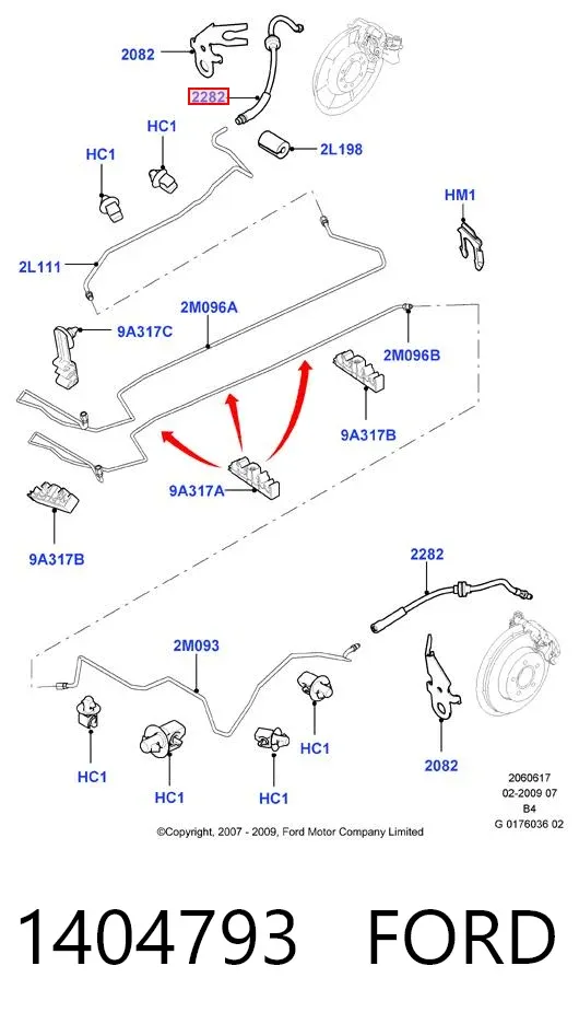 Задний тормозной шланг 1404793 Ford