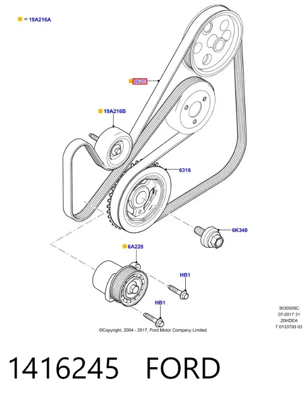 Ремень генератора 1416245 Ford