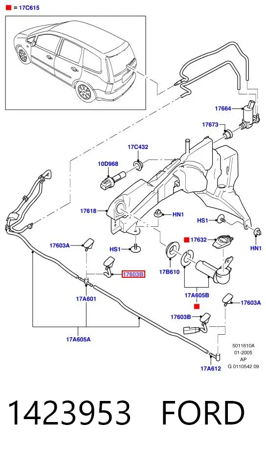 Форсунка омывателя 1423953 Ford