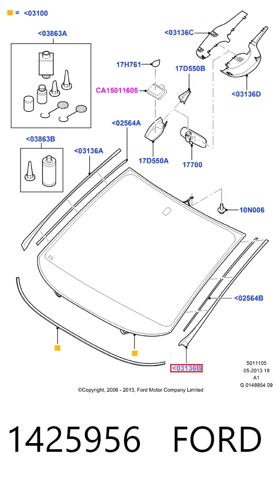 Молдинг лобового стекла левый 1425956 Ford