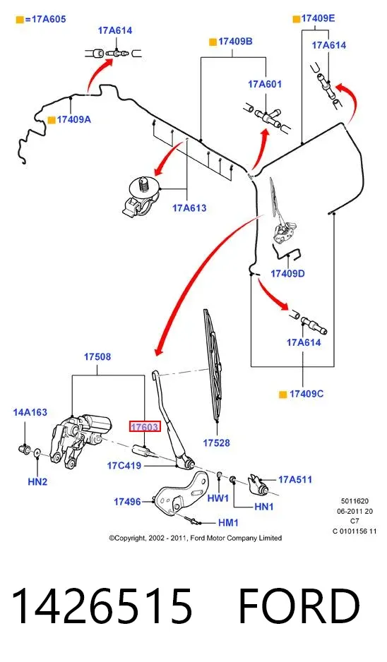 Форсунка омывателя заднего стекла 1426515 Ford