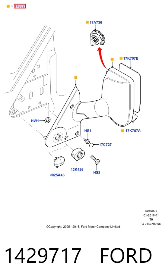 Правое зеркало 1429717 Ford