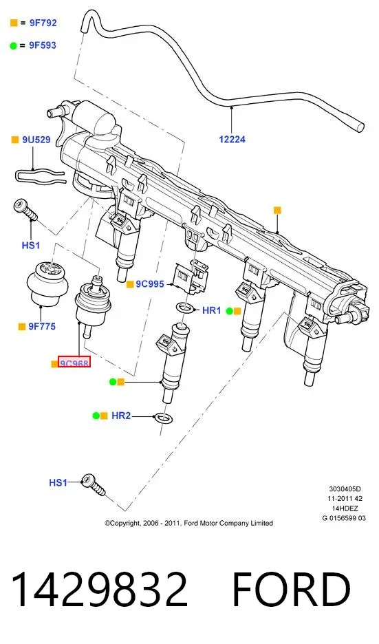 Регулятор давления топлива 1429832 Ford