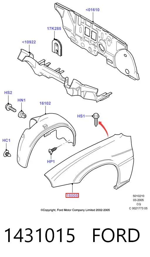 Крыло переднее левое 1431015 Ford