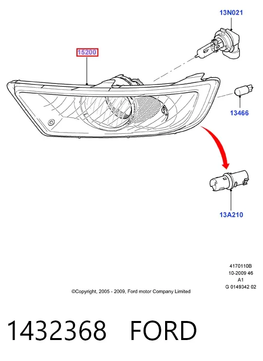 Фара противотуманная правая 1432368 Ford