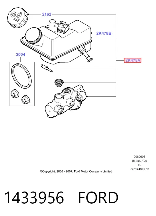 Главный тормозной цилиндр 1433956 Ford