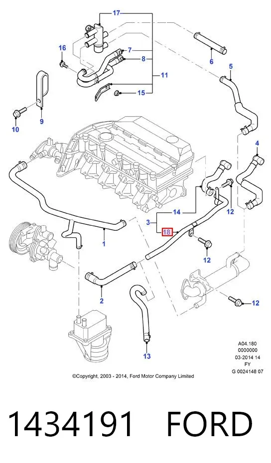 Патрубок системы охлаждения 1434191 Ford