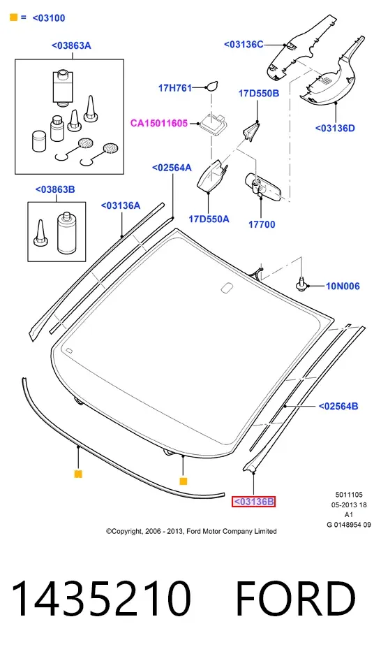 Молдинг лобового стекла левый 1435210 Ford