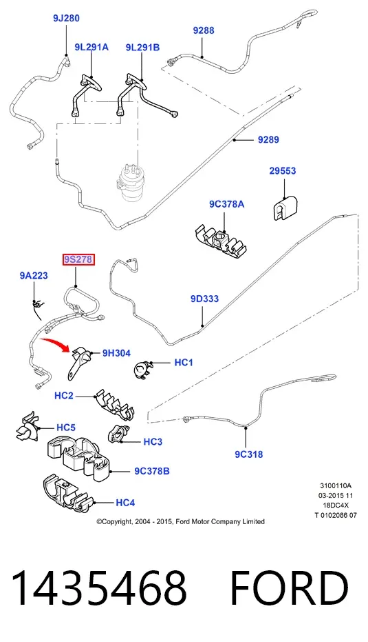 Трубка топливная, от бака к топливному фильтру 1435468 Ford