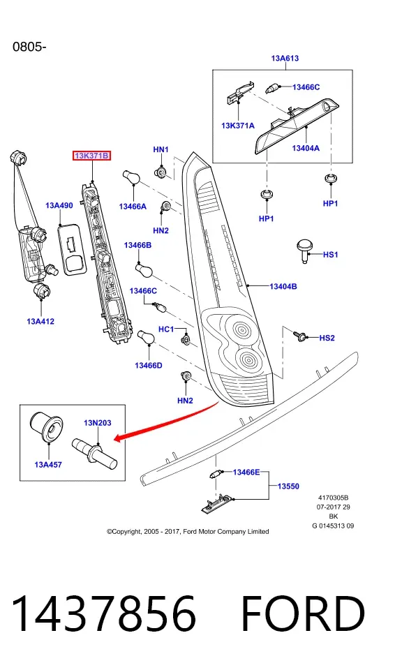 Плата заднего фонаря контактная 1437856 Ford