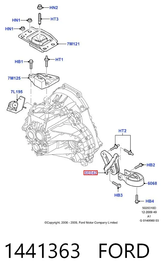 Задняя опора двигателя 1441363 Ford