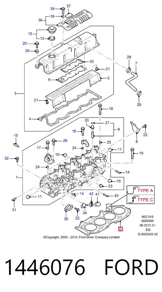 Прокладка ГБЦ 1446076 Ford