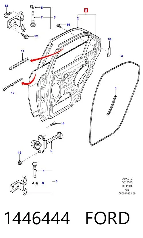 Дверь задняя левая 1446444 Ford