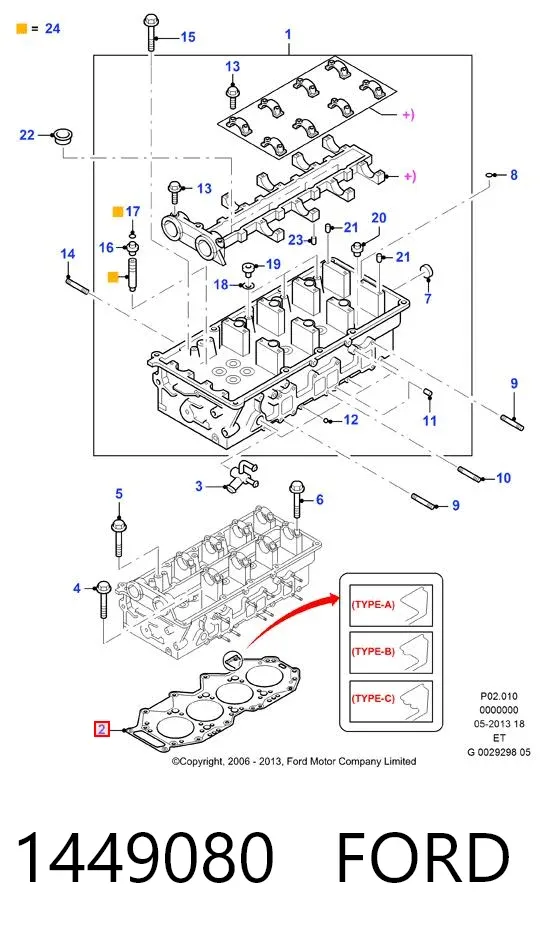 Прокладка ГБЦ 1449080 Ford