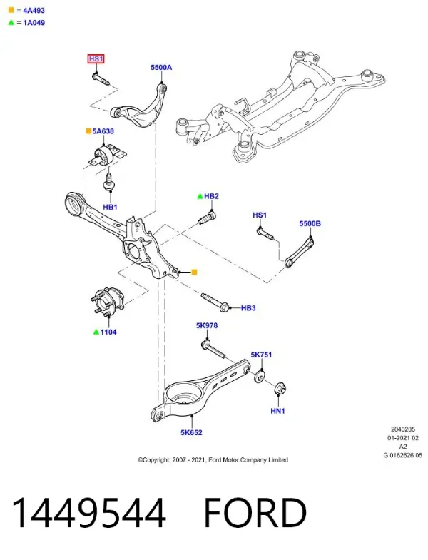 Болт заднего продольного рычага (развальный) 1449544 Ford