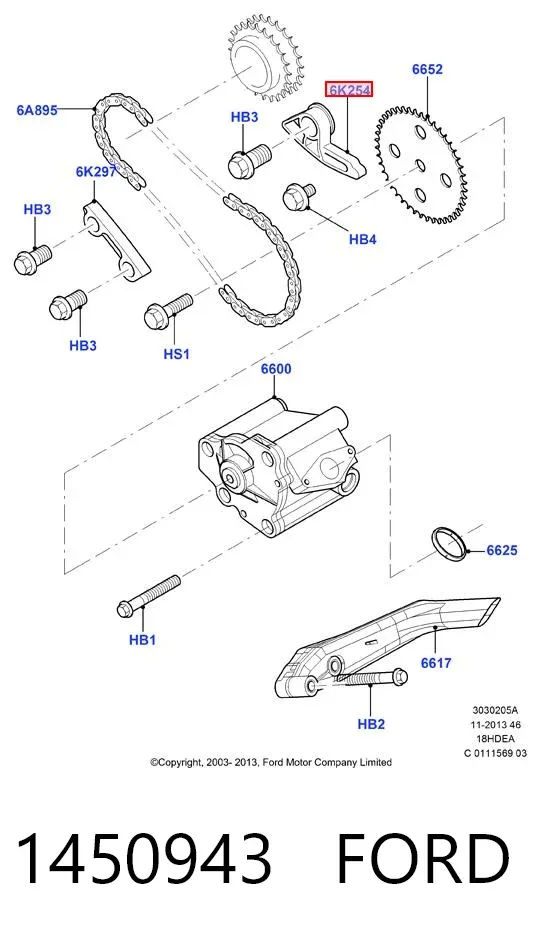 Комплект цепи ГРМ 1450943 Ford