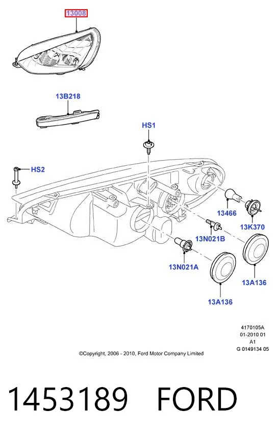 Правая фара 1453189 Ford