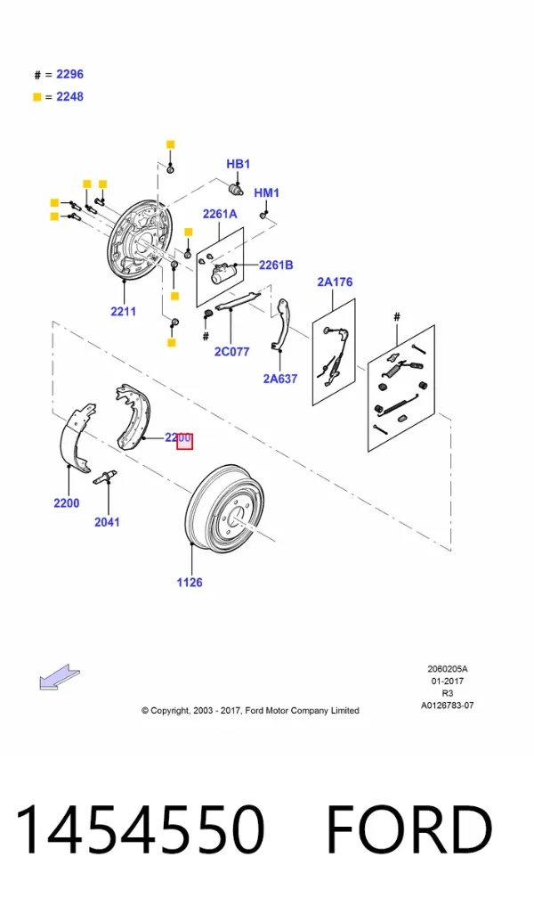 Задние барабанные колодки 1454550 Ford