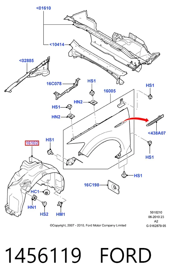 Подкрылок передний правый 1456119 Ford