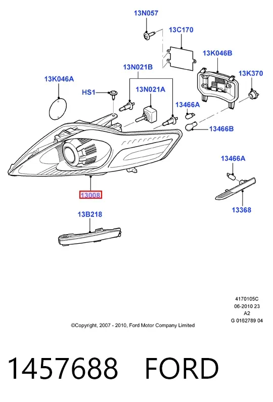 Правая фара 1457688 Ford