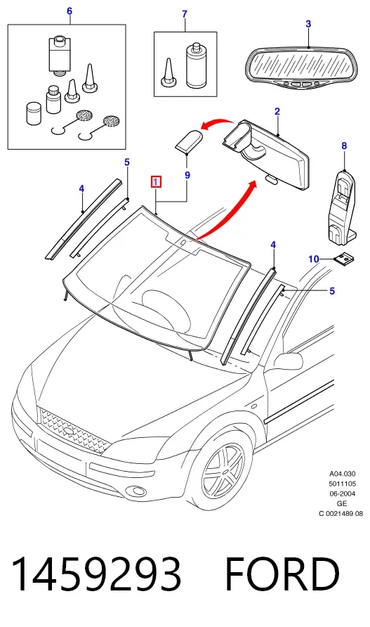 Лобовое стекло 1459293 Ford