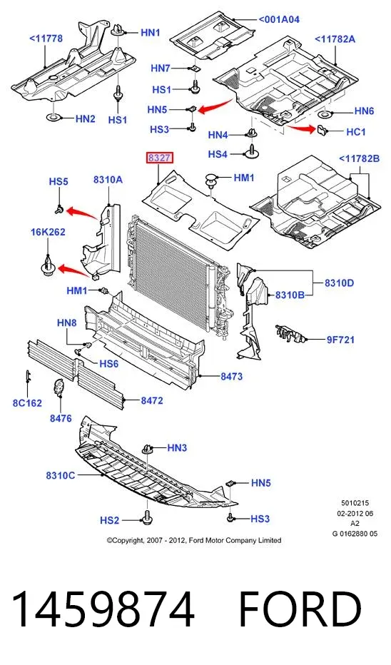 Накладка передней панели (суппорта радиатора) верхняя 1459874 Ford