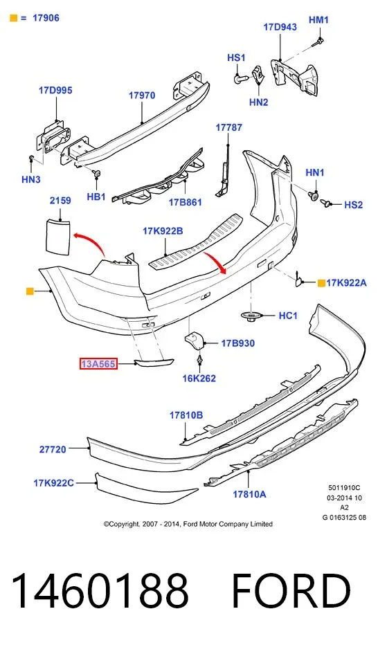 Правый катафот заднего бампера 1460188 Ford