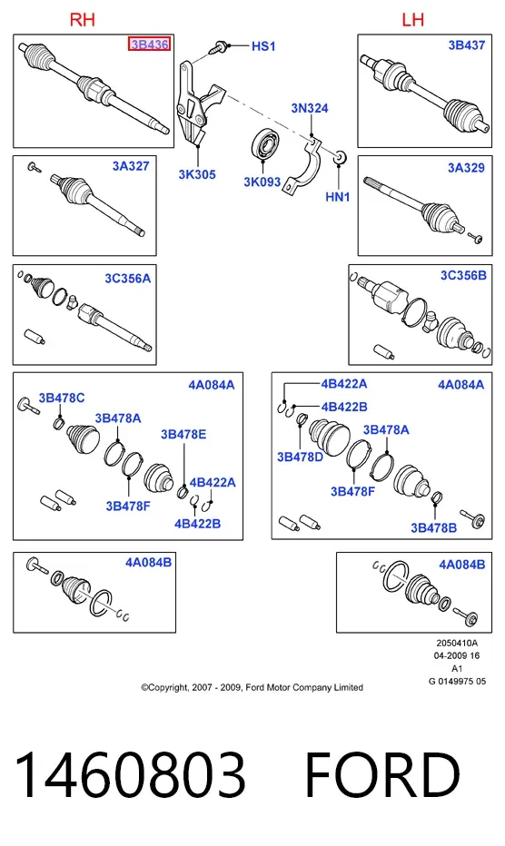 Правая полуось 1460803 Ford