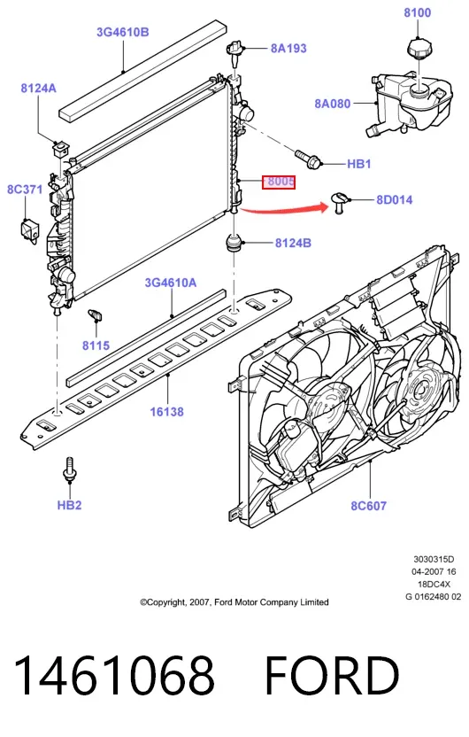 Радиатор 1461068 Ford
