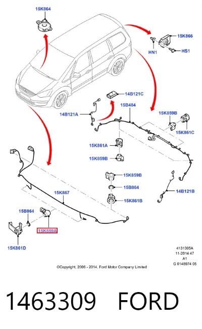Датчик сигнализации парковки (парктроник) передний боковой FORD 1463309