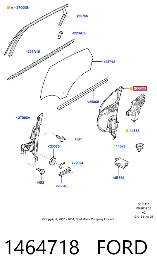 Механизм стеклоподъемника двери задней левой 1464718 Ford