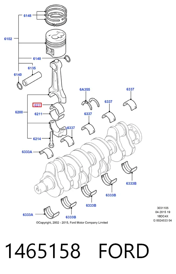 Вкладыши шатунные 1465158 Ford