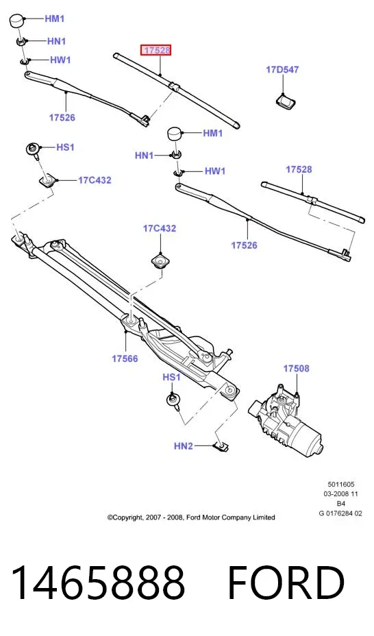 Щетки стеклоочистителя 1465888 Ford