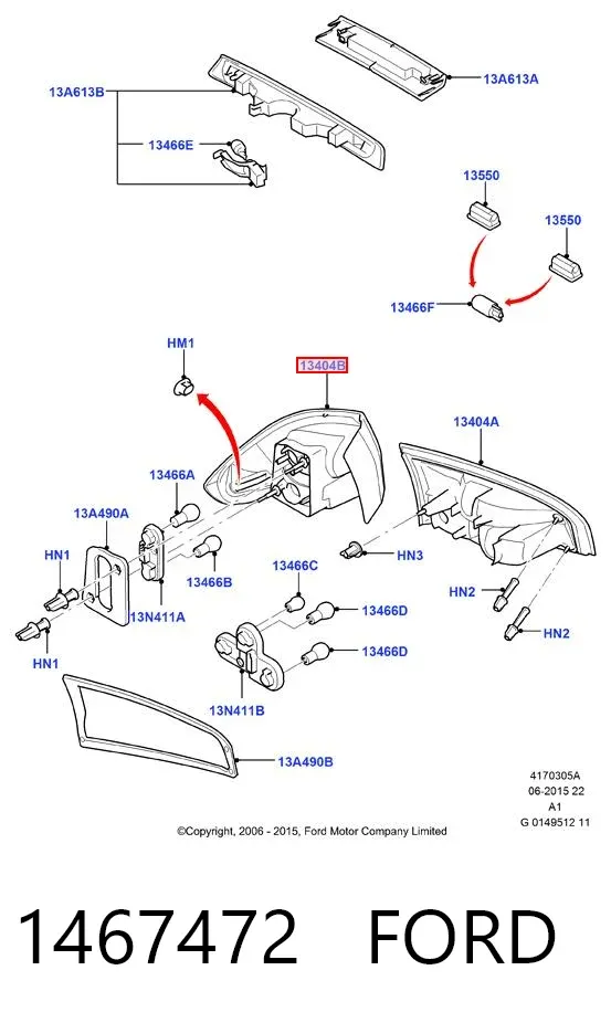 Фонарь задний правый внешний 1467472 Ford