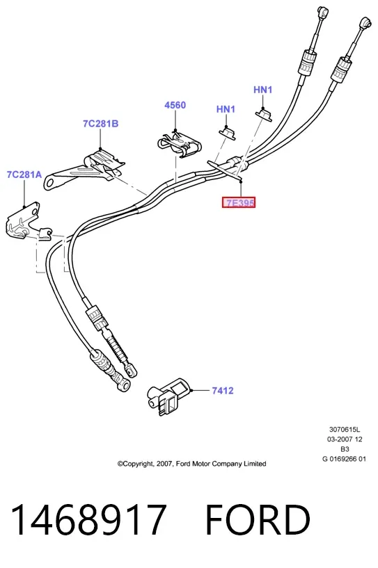 Трос переключения передач 1468917 Ford