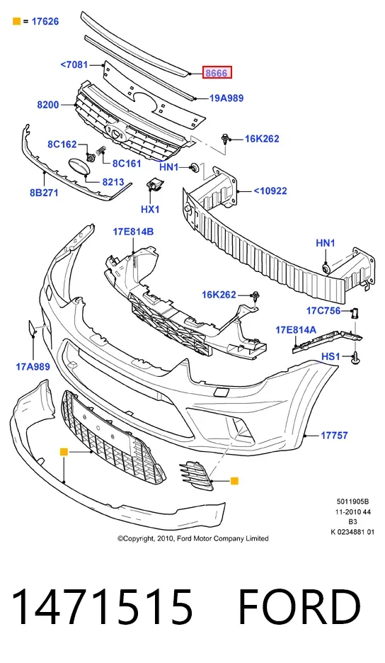 Накладка на капот 1471515 Ford