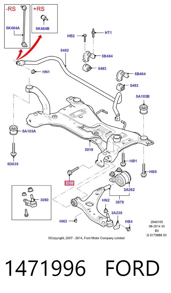 Болт нижнего рычага 1471996 Ford
