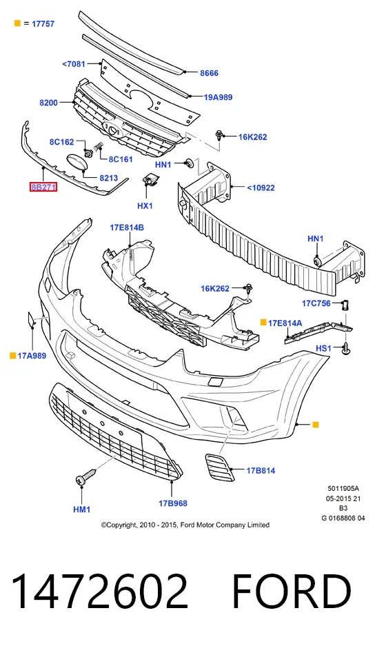 Накладка (рамка) решетки радиатора 1472602 Ford