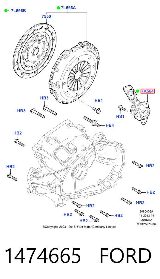 Рабочий цилиндр сцепления в сборе 1474665 Ford