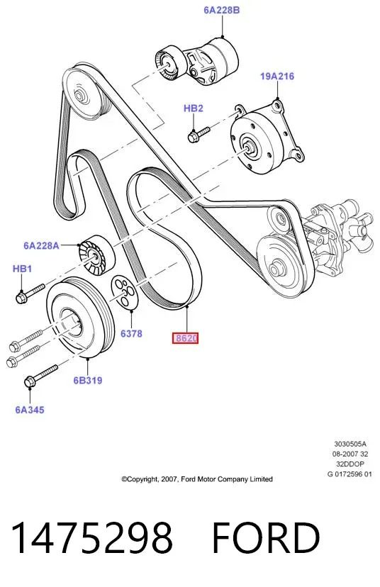 Ремень генератора 1475298 Ford